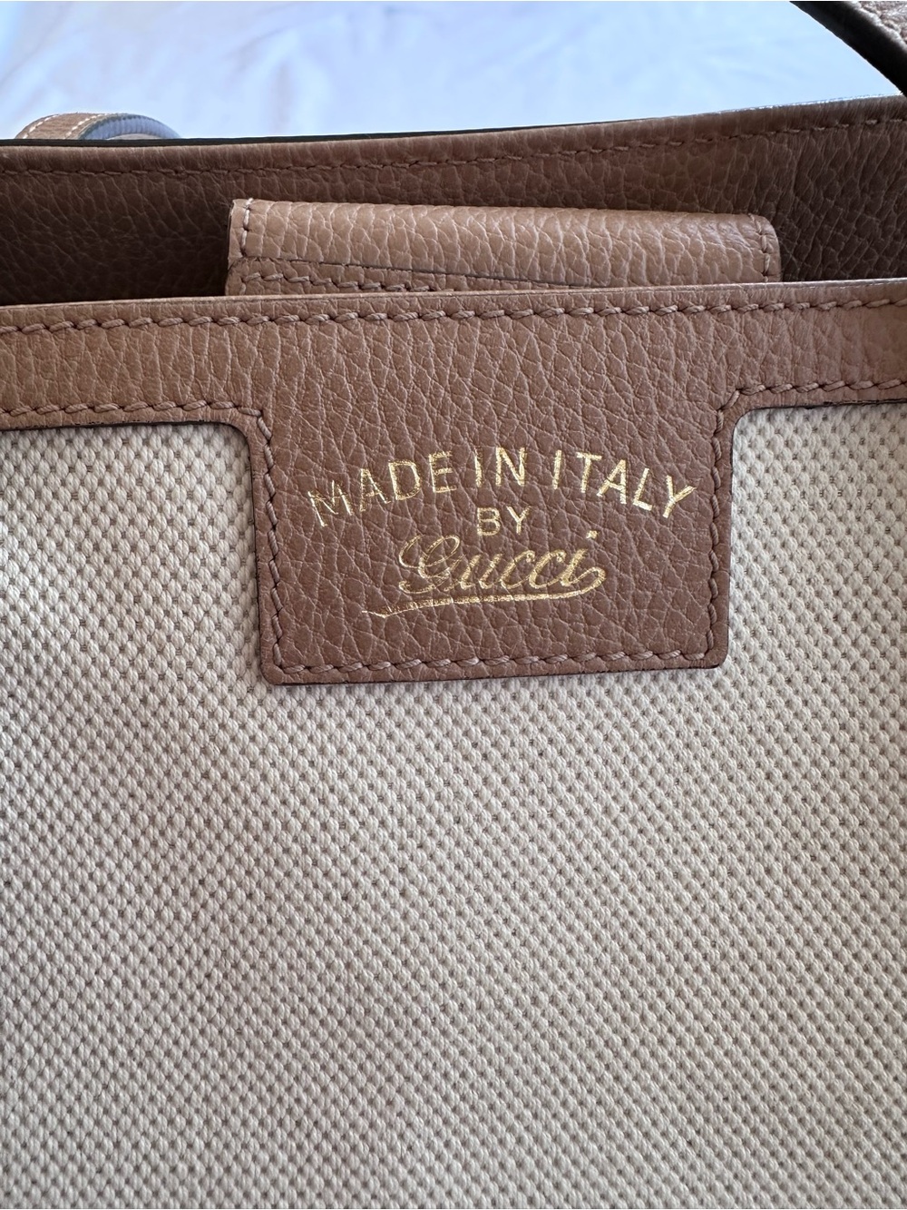 Gucci Cream Canvas Tote with Tan Leather Trim - Picture 5 of 9